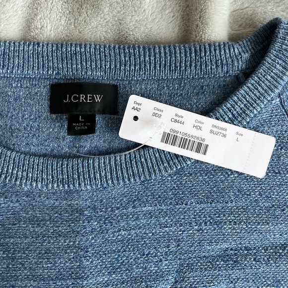 J. Crew Men's Blue Rugged Cotton Crewneck Sweater New - Picture 4 of 5